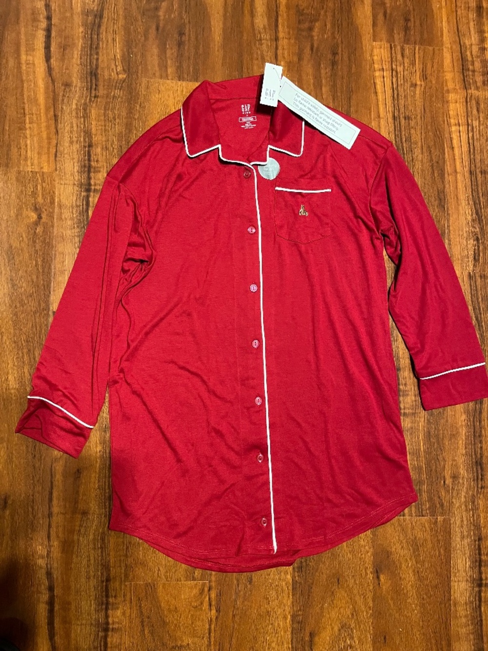 GAP Girl’s Oversized Nightgown, Long Sleeves, Size 12, Red, NWT